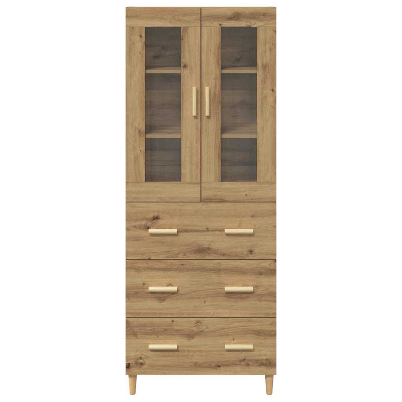  Highboard Old Wood 69.5 X 34 X 180 Cm Engineered Wood And Glass, Artisan Oak