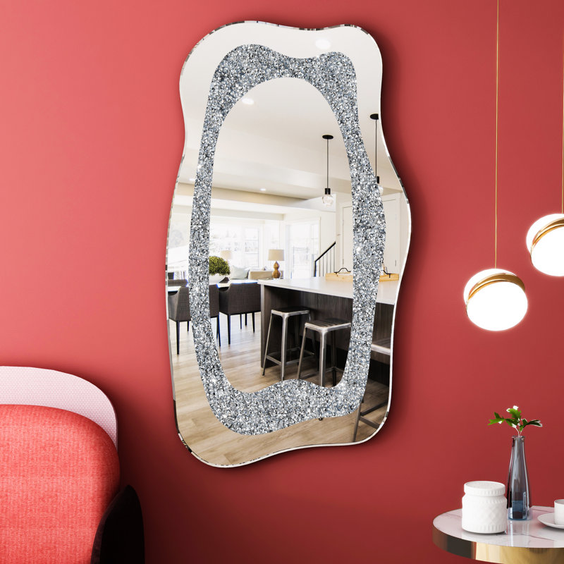 Faustine Irregular Wall Mirror with Crushed Diamonds