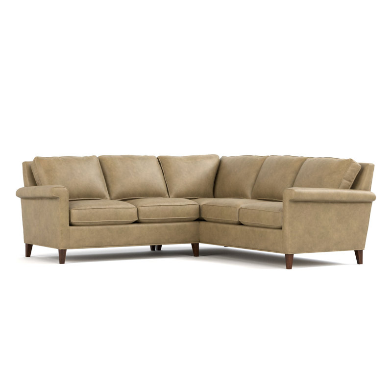 Canapé modulaire Belleville, Cuir véritable Alameda écru