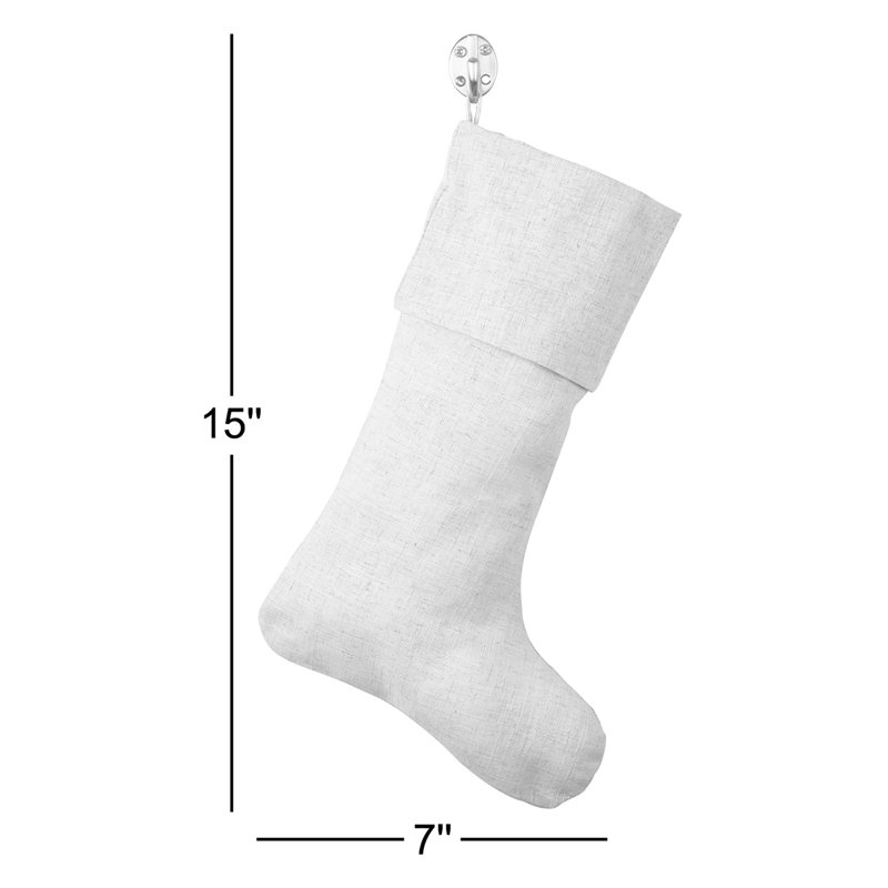 Chaussette de Noël d'inspiration toscane, H 15 po x l 7 po x P 4 po, Natural