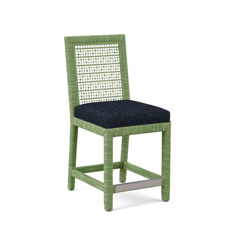 Tabouret de comptoir 24 po Scotia Glinda, Céleri, Performance Crypton bleu marine; 0822-61