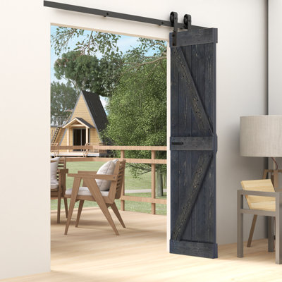 K Style Finished Solid Wood Bi-Fold Barn Door With Hardware Kit -Assembly Needed