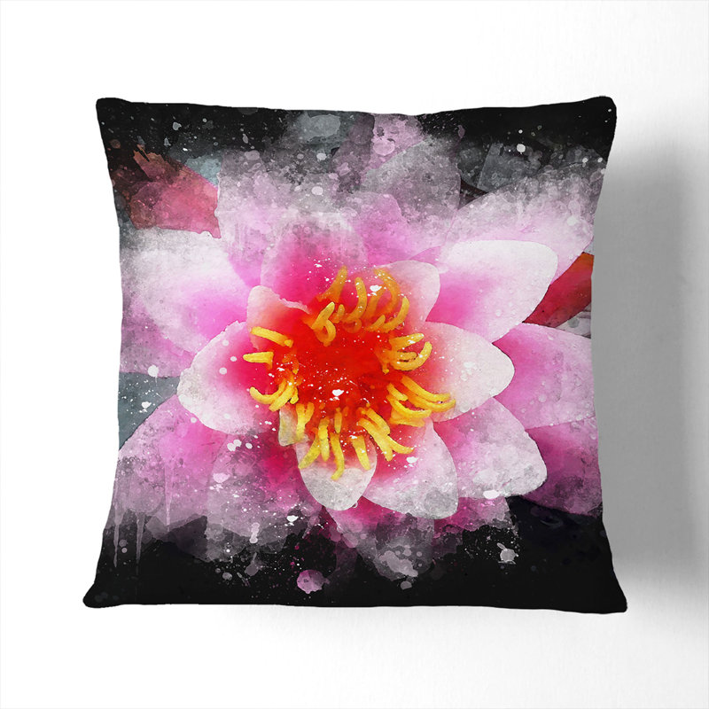 Pink Water Lily Flower Vol.4 Scatter Cushion, 55cm H x 55cm W x 20cm D