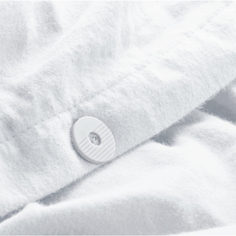 100% Cotton Flannel Duvet Cover Set, White, California King Duvet Cover + 2 King Shams