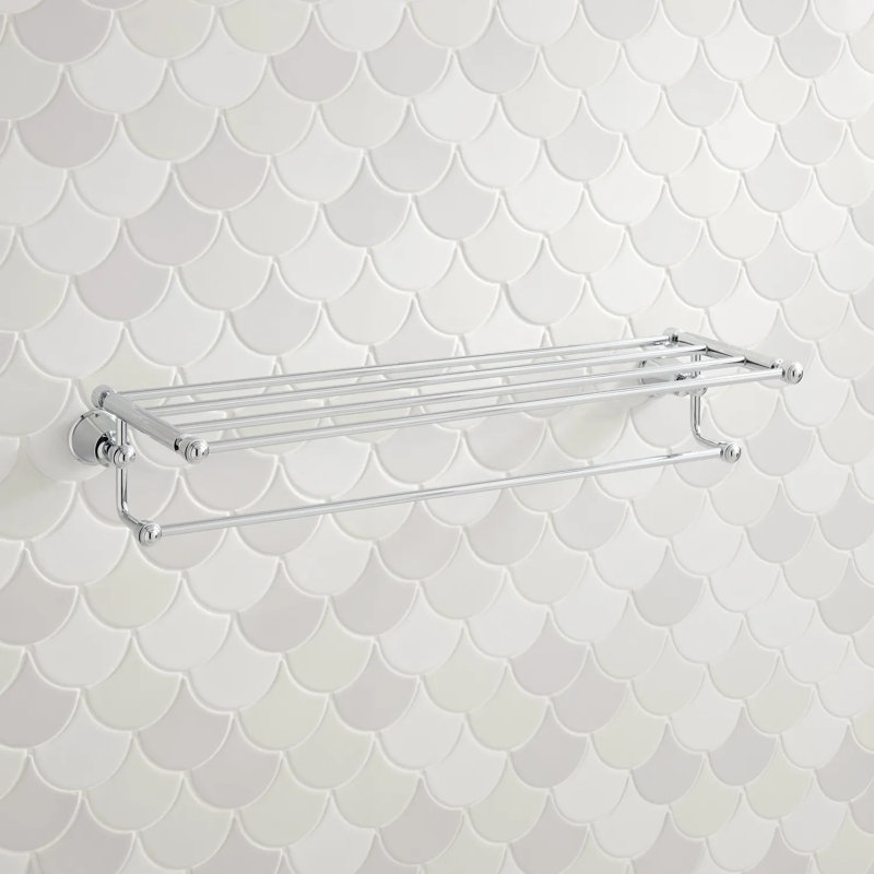 Chrome Wall-Mounted Towel Rack with Shelf