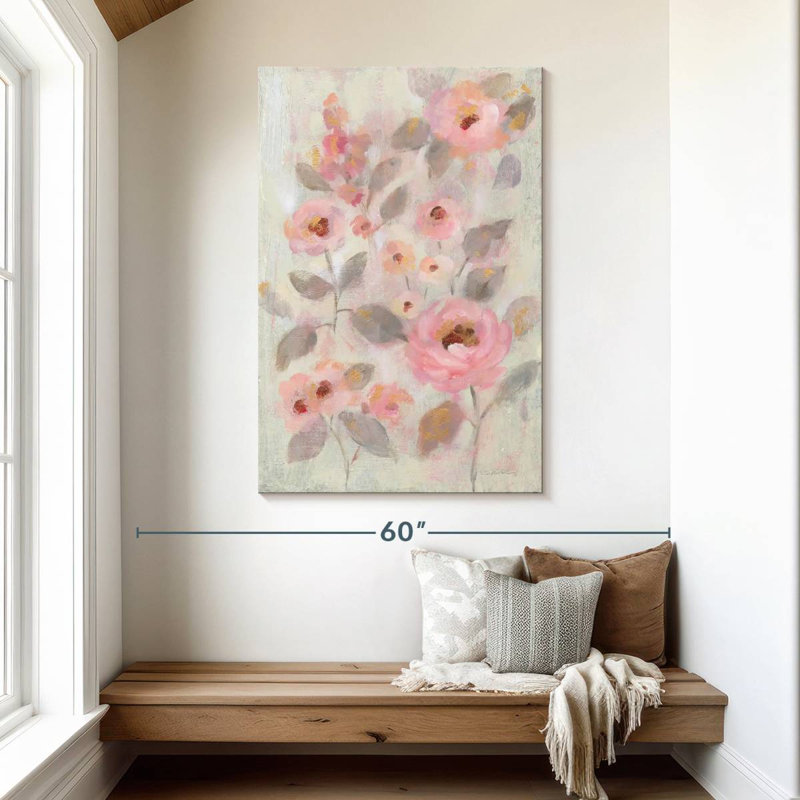 Fleurs roses expressives Avery II, H 48 po x l 32 po