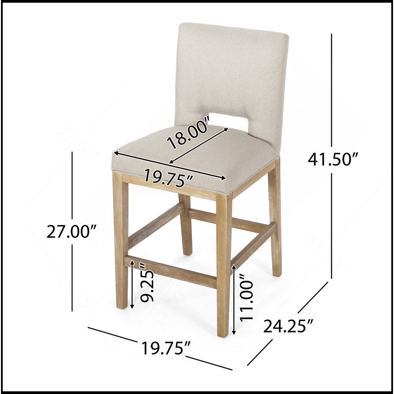 27 Inch Counter Stools, Set Of 2,Fabric, Wheat
