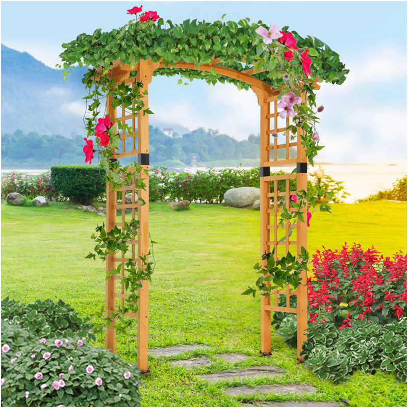 Arche de jardin en bois Outsunny 90In avec mur en treillis pour plantes grimpantes et suspendues, décor pour fêtes, mariages, anniversaires et arrière-cours