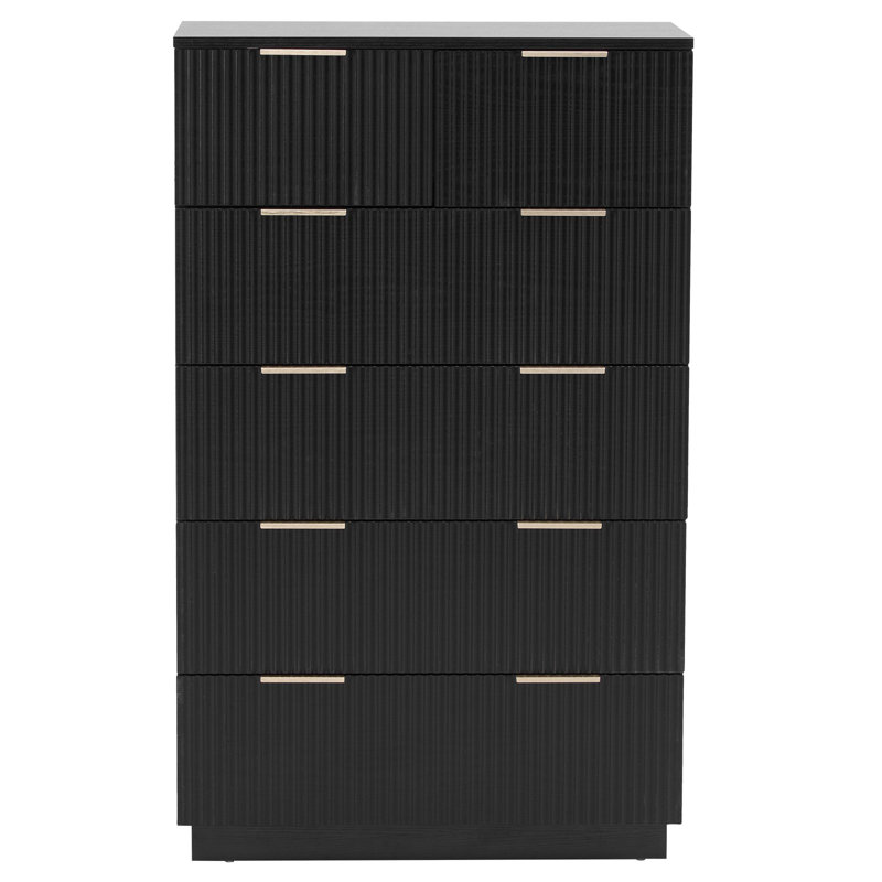 Commode 6 tiroirs pour chambre à coucher, Noir
