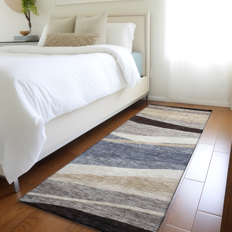 Chayden Machine Washable Blue Indoor/Outdoor Area Rug ACN1098, Tapis de couloir 2 pi 3 po x 7 pi 6 po