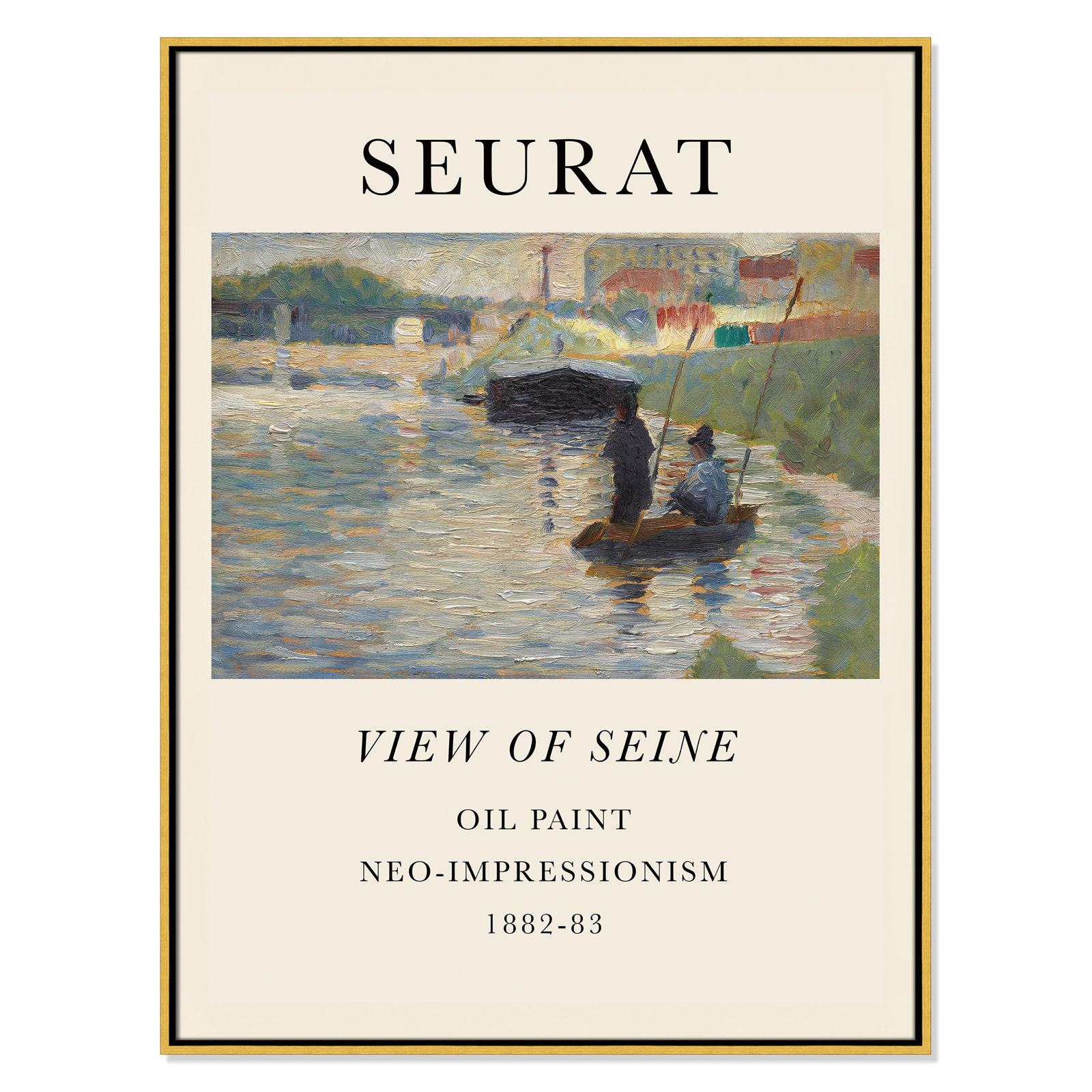 View Of Seine by Georges Seurat, No, 41.5" H x 31.5" W x 2" D, Gold Floater Frame