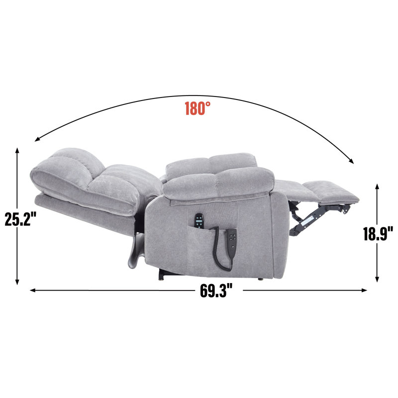 Heat Massage Dual Motor Infinite Position Up To 350 Lbs Large Electric Power Lift Recliners With Hidden Cup Holders, Power-Remote, Medium-Firm And Heavy Duty