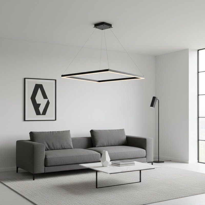 Luminaire suspendu pour îlot de cuisine 1 lumière Kalvin, Argent,  H 82 po x l 39,40 po x P 39,40 po