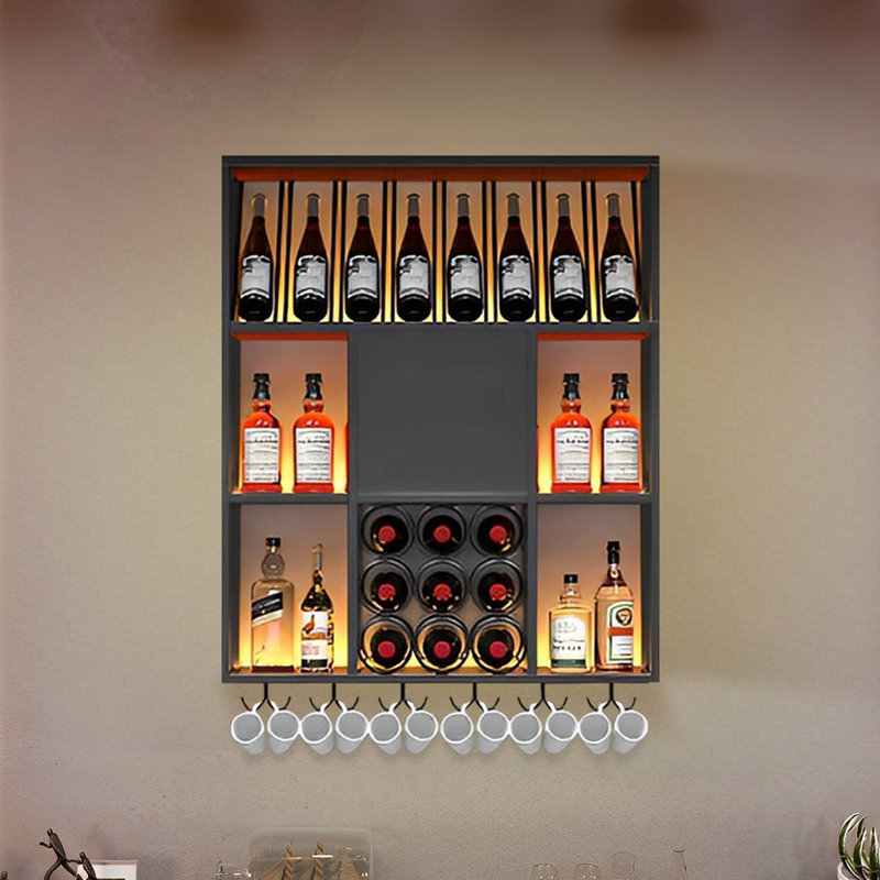 Support à vin Carjuste, H 47,2 po x l 39,3 po x P 9,84 po, Noir
