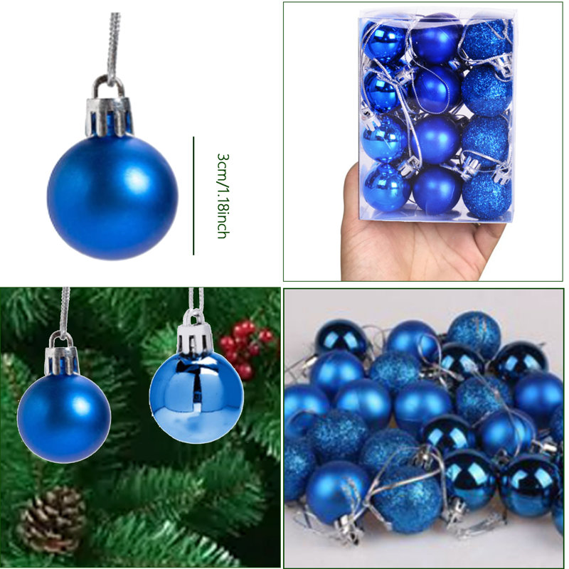 Ensemble de 24 boules de Noël 24 pièces, Bleu