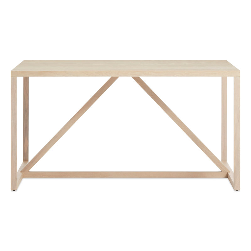 Strut Walnut Wood Dining Table, Standard (29" Height), 28" W x 56" L, Whitewashed Ash