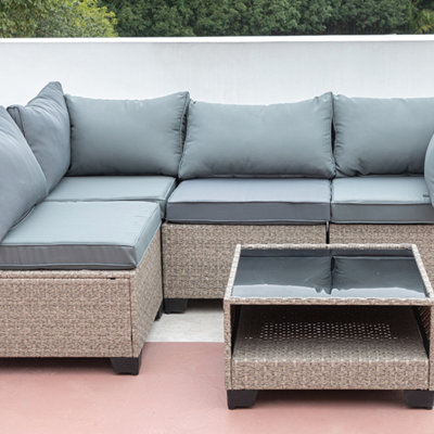 Ensemble de meubles de patio, canapé modulaire d'extérieur toutes saisons avec coussins épais et résistants à l'eau