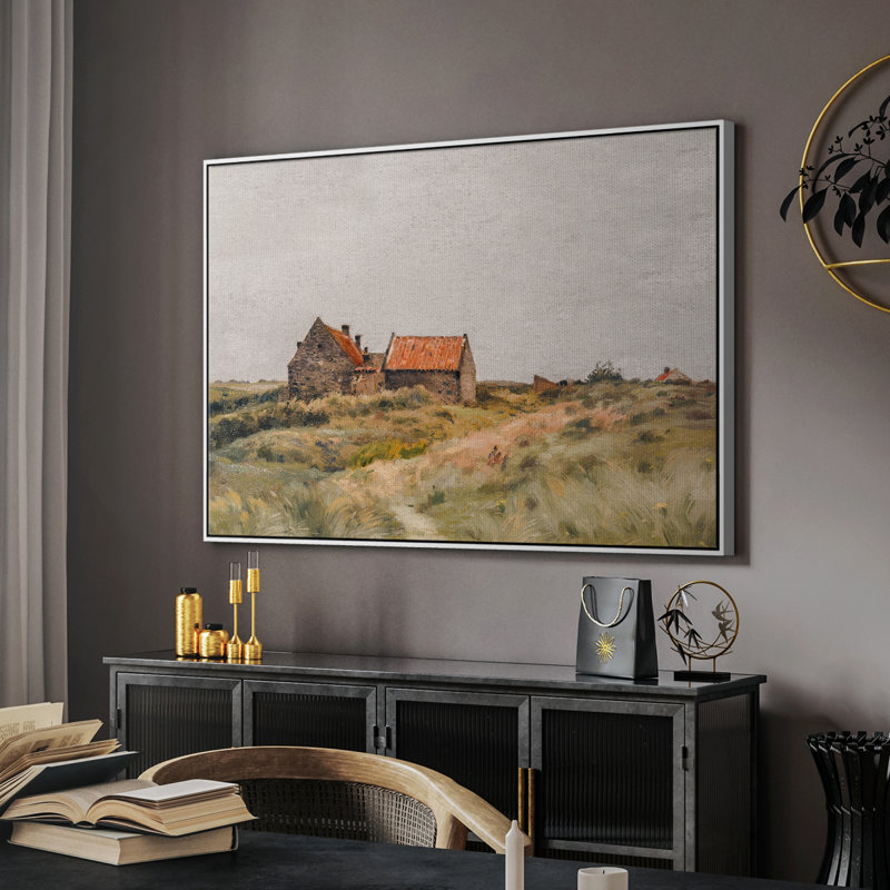 Paysage rétro - MLXX III, H 27 po x l 41 po x P 2 po, Toile encadrée flottée blanche