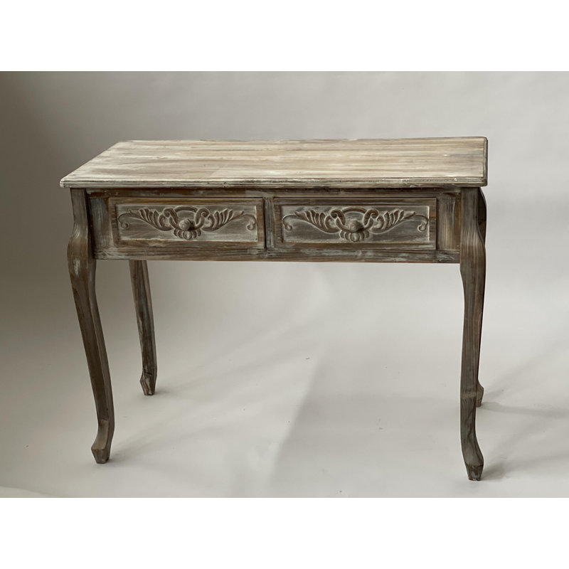 Table d'appoint rectangulaire d'aspect antique blanc délavé