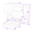 Grand lit escamotable en bois avec tiroirs et tablettes