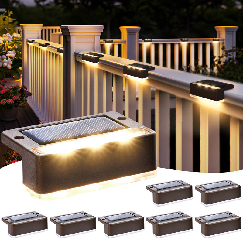 Stainless Steel Solar Powered Step Light Pack, Warm White, Brown