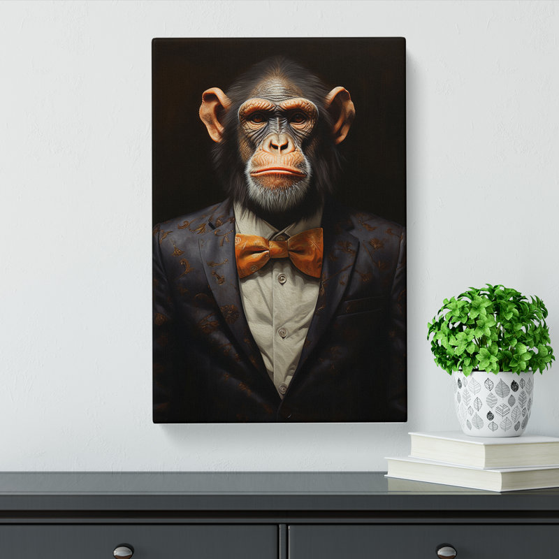 Monkey in a Suit Painting No.4 - Wrapped Canvas, 50cm H x 35cm W x 3cm D