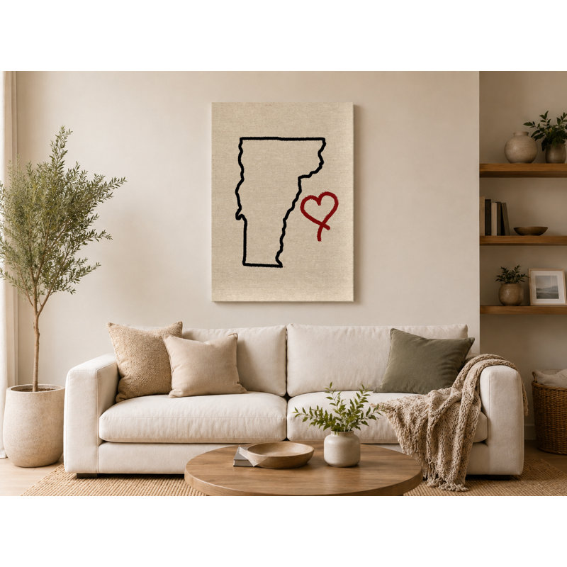 Love Vermont State Outline - Portrait, art mural sur toile, 24" W x 36" H