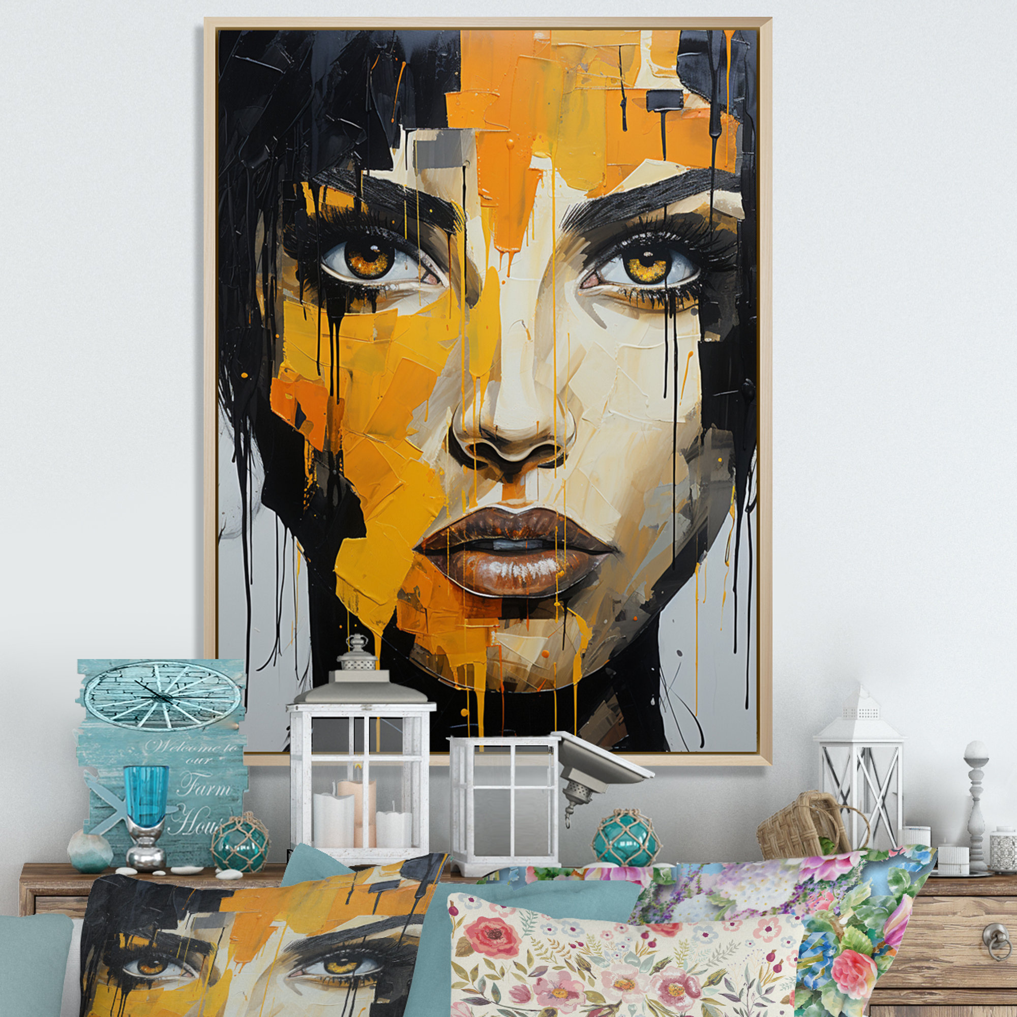 Ivy Bronx Nobuye Yellow Enigma Woman Portrait - Print on Canvas | Wayfair