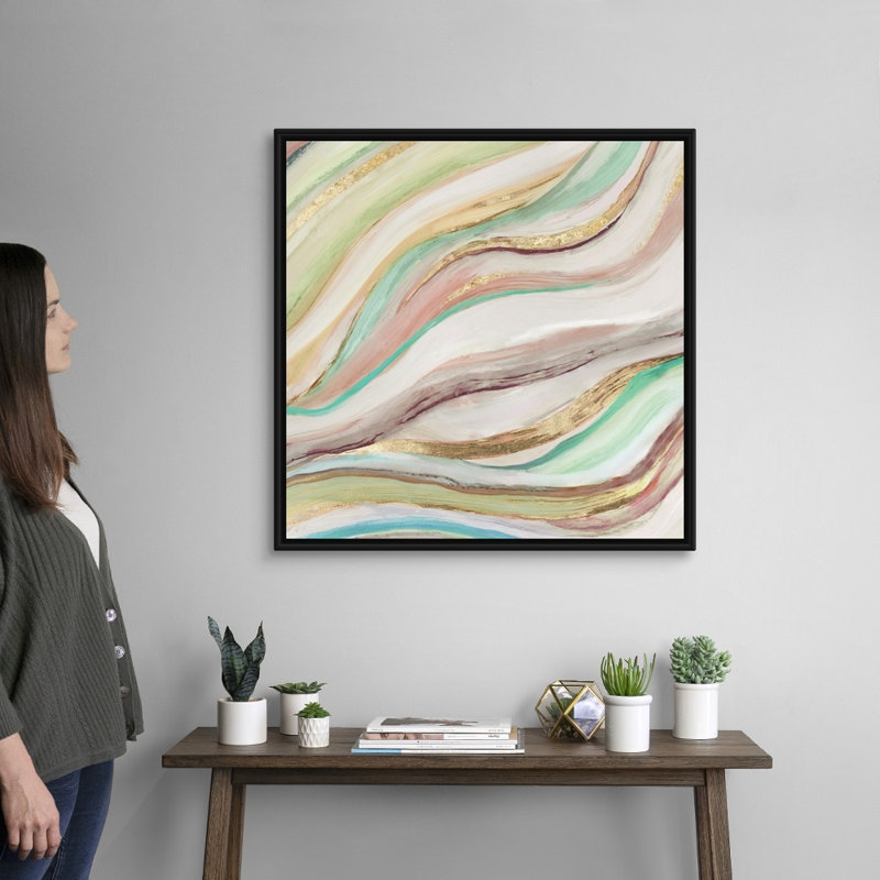 "Pastel Waves II" par Tom Reeves, reproduction d’art sur toile, H 32 po x l 32 po x P 1,75 po, Cadre noir