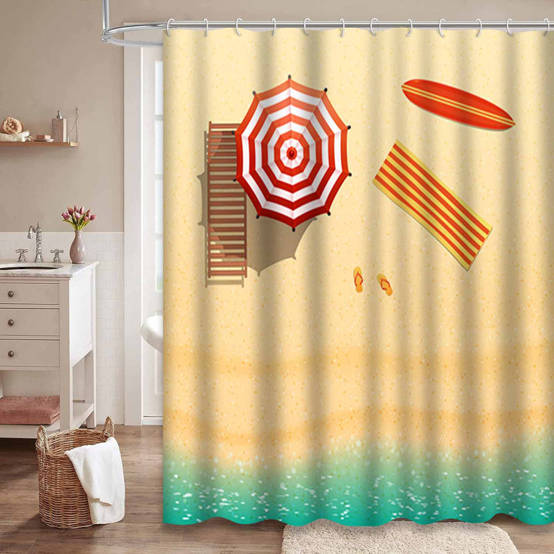 Rideau de douche imperméable avec 12 crochets BeachFlip, L 72 po x l 84 po