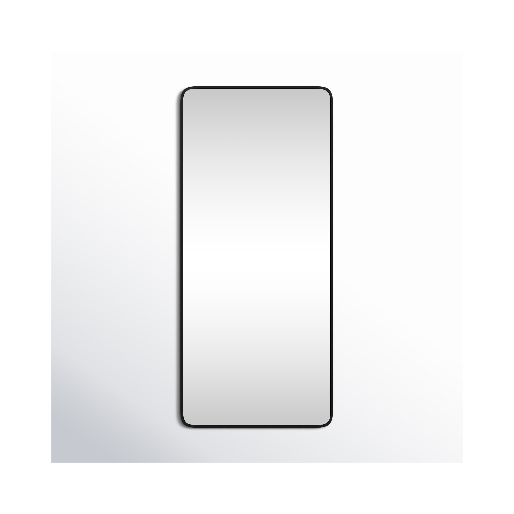 Sabine Metal Rounded Rectangle Wall Mirror, Black, 72" x 32"