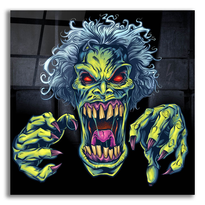 Dessin de zombie vert sur plastique / acrylique par Flyland Designs Print, H 12 po x l 12 po x P 0,13 po