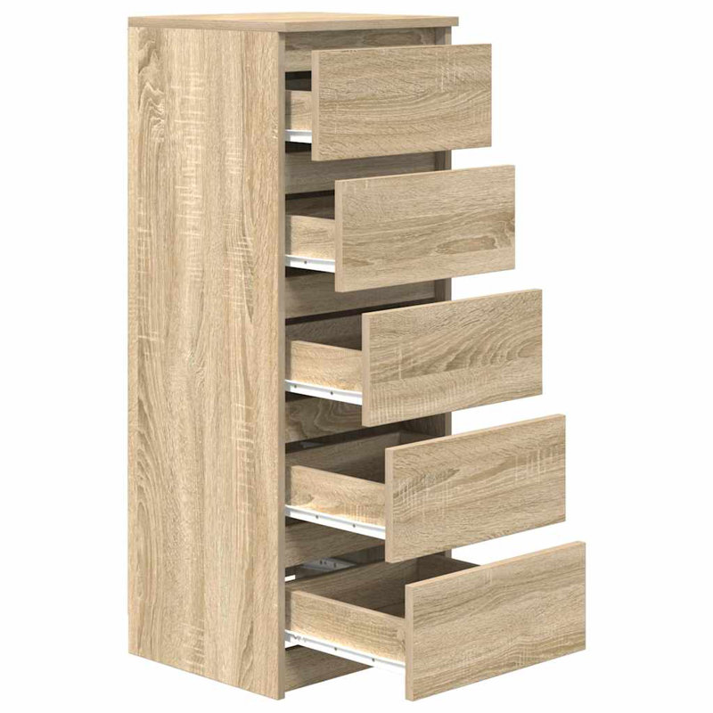 Sideboard With Drawers 37.5X35x99 Cm Engineered Wood, Sonoma Oak