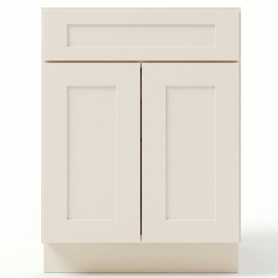 24" Soft White Shaker Ready-to-Assemble Base Cabinet with Solid Wood Doors and Soft-Close Dovetail Drawers