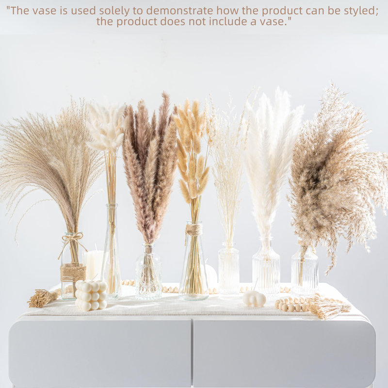 130 bouquets d'herbes de pampas séchées naturelles - Boho Home Decor phrases de fleurs séchées | Arrangement floral de mariage