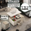 Table basse relevable avec 4 tabourets et 2 tiroirs-1095663793