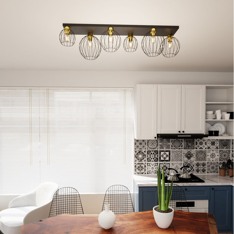 Alyessa Flush Mount, Matte Black/Gold