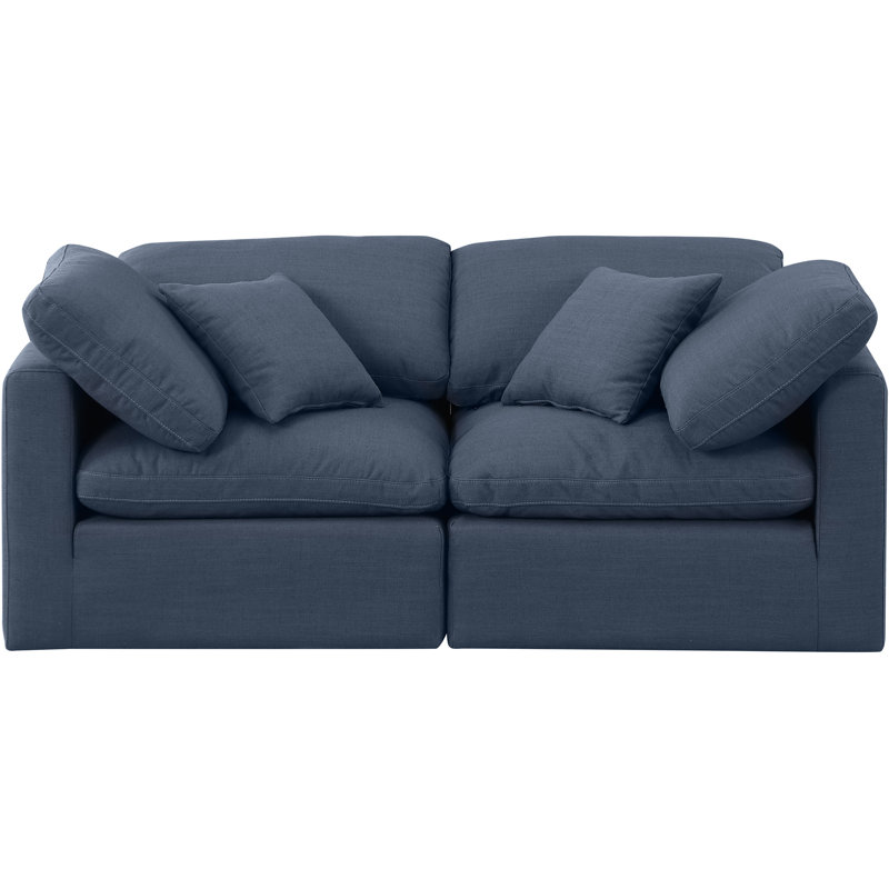 Itala Upholstered 70'' Loveseat, Navy Linen Textured Fabric