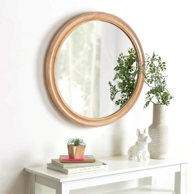 Miroir mural rond de 27,5 pouces pour meuble-lavabo, miroirs ronds en bois