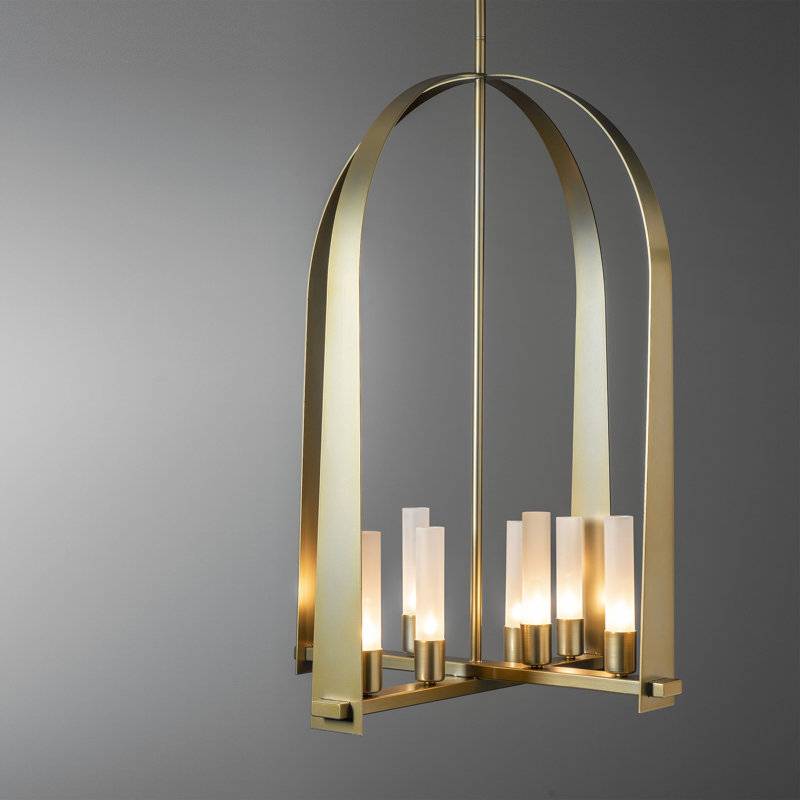 Triomphe 8 - Light Lantern Geometric Chandelier, Modern Brass