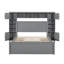Grand lit en bois avec armoire tout-en-un, tablette et prises, gris-719874203