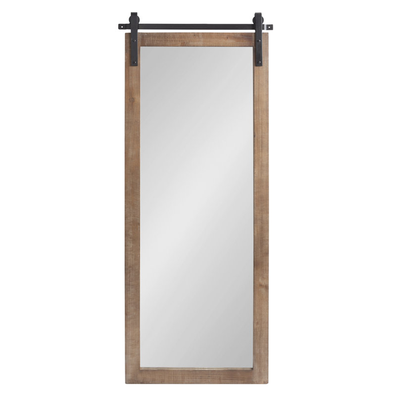 Dayanah Modern Farmhouse Distressed Accent Mirror, Rustic Brown, 51" x 19.5"