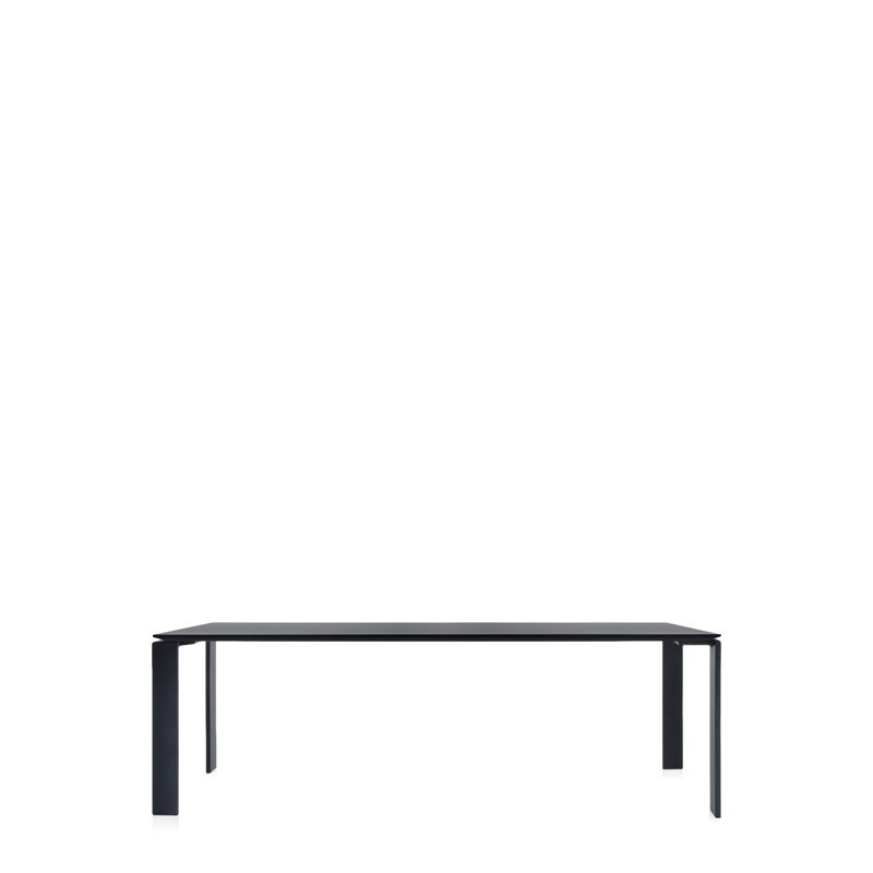 Four Metal Base Dining Table, 28" H x 62" W x 31" D, Black