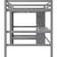 Lit mezzanine pleine grandeur gris avec bureau de fabrication de savon sous le lit et tablettes multifonctionnelles, lignes épurées, style moderne rustique en terre cuite Complement Home, garde-corps hauts