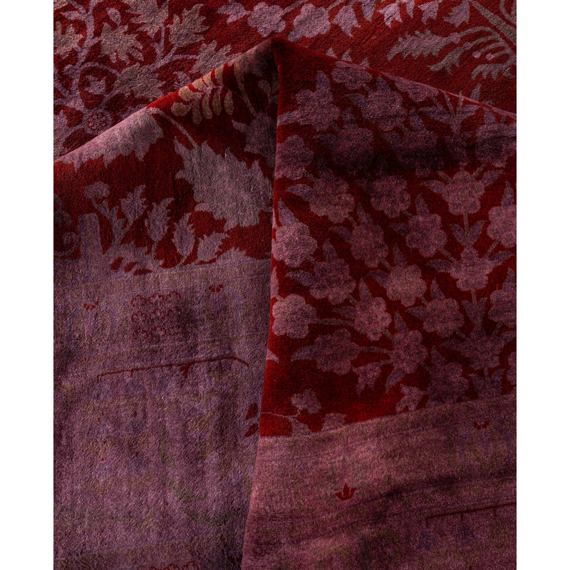 Tapis mauve en laine noué à la main moderne et contemporain Caceres 9 pi 1 po x 12 pi 1 po