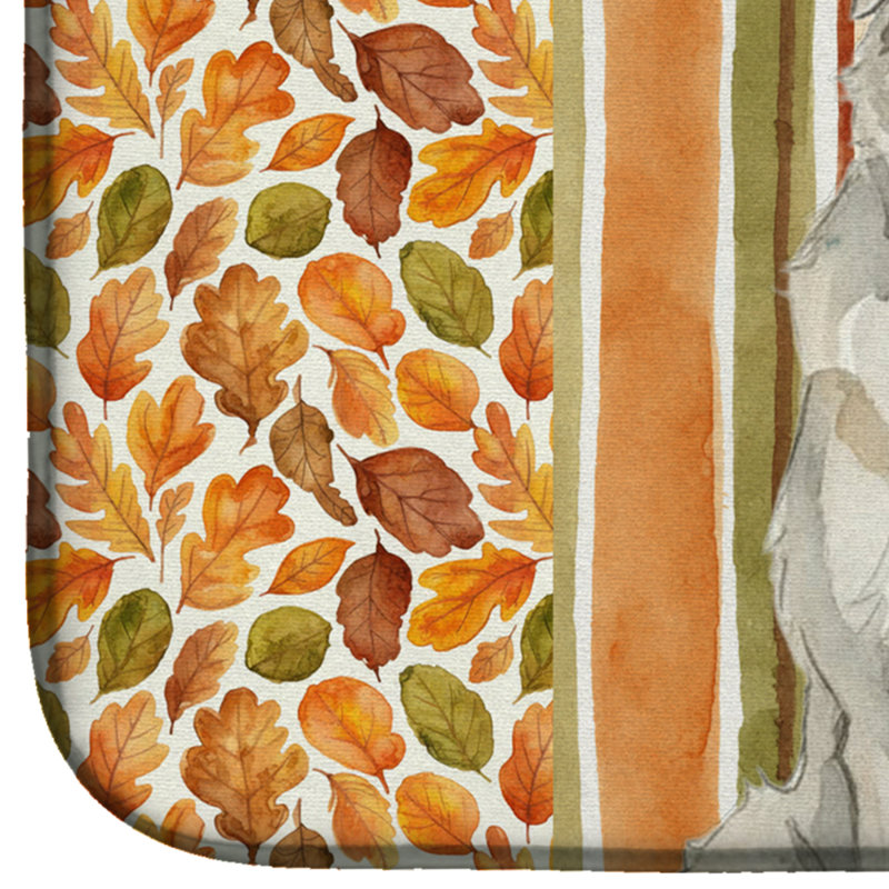 White Great Pyrenees Heirloom Fall Dish Drying Mat