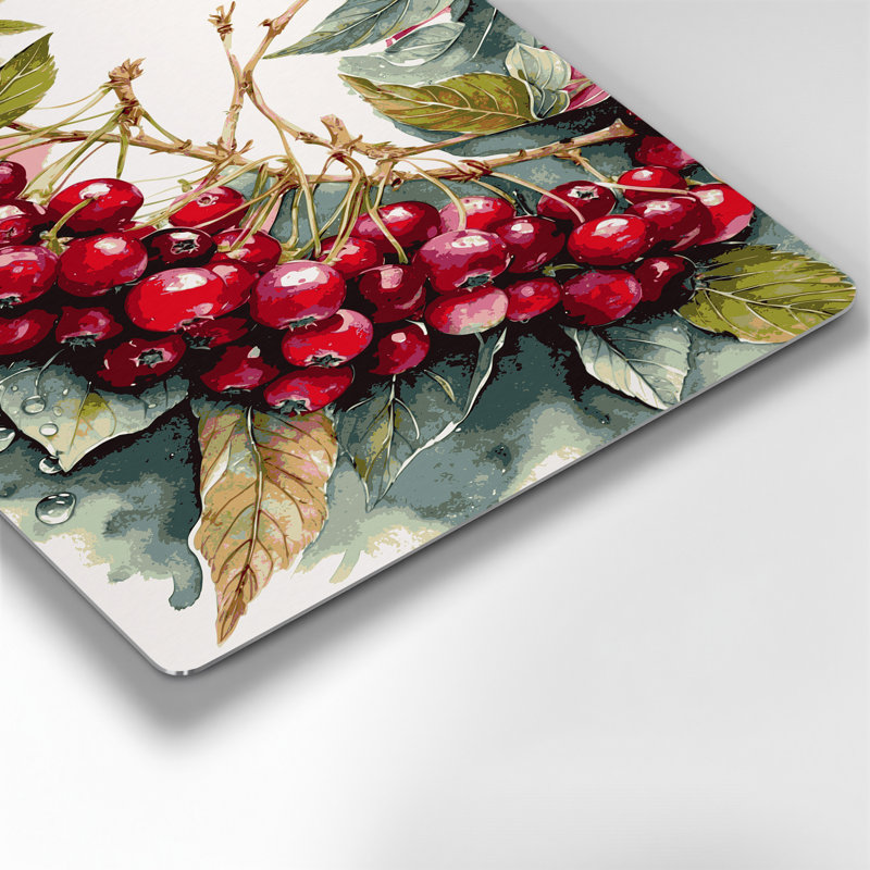 Fruit, canneberge, art mural en métal beige, H 11 po x l 14 po