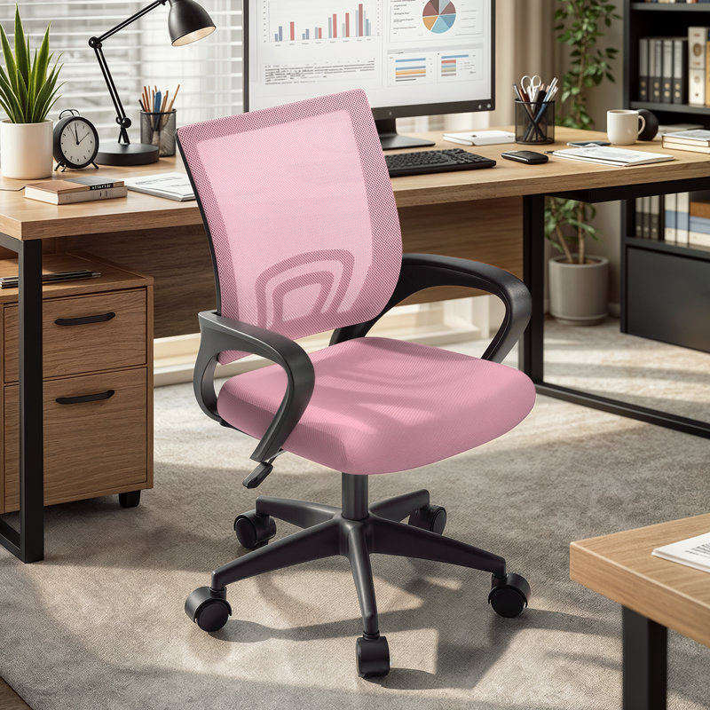 Chaise de bureau ergonomique, chaise de bureau en filet, chaise de travail roulante à hauteur réglable et support lombaire