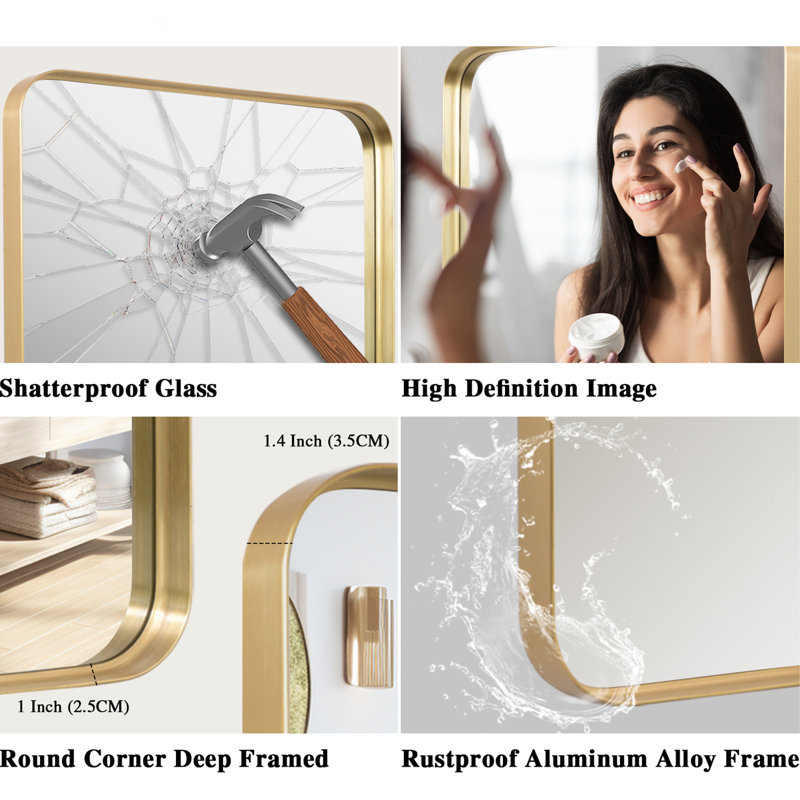 Rectangle Mirror, Gold, 161cm H x 52cm W