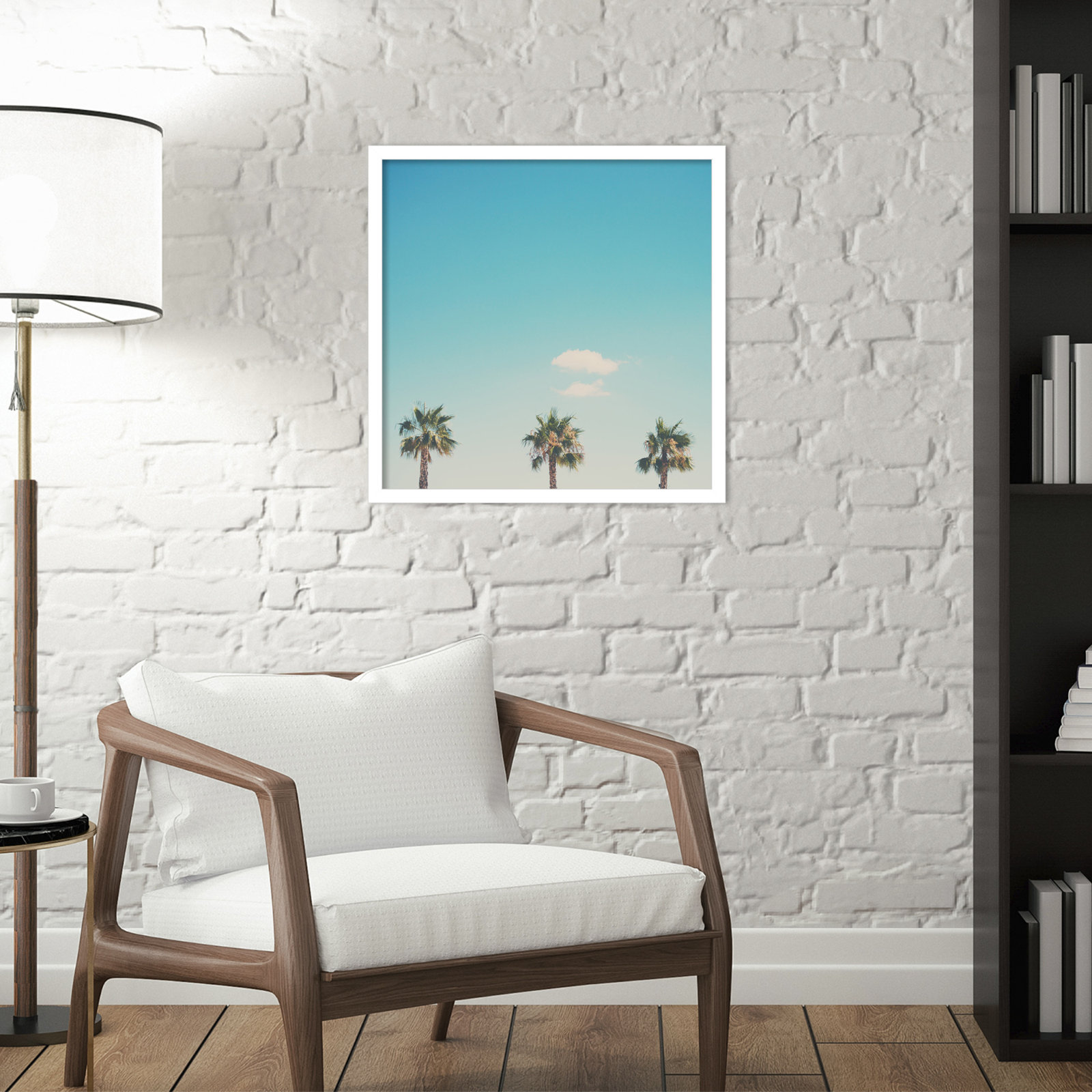 A Trio of Palm Trees Photo Print, White Framed, 40.38" H x 40.38" W x 0.875" D